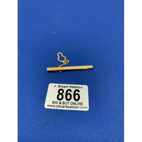 866 - 9ct Gold Gents Tie pin marked Italy 9K and import mark, 2.6 gms