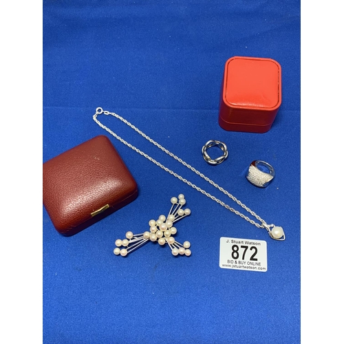 872 - Four items marked 925 Silver Jewellery, Total gross weight 41 gms