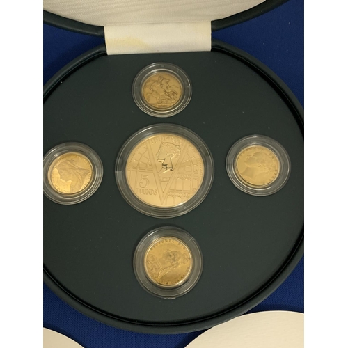 886 - Royal Mint Victorian Anniversary Collection - 4 Gold Sovereigns and Gold Crown 492/750, Total weight... 