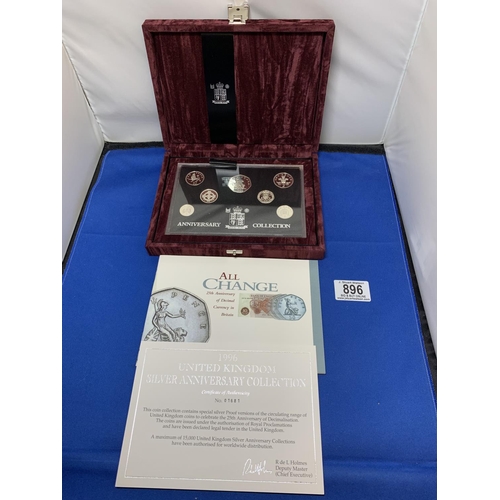 896 - Royal Mint Silver Proof 1996 UK Anniversary Collection Coins