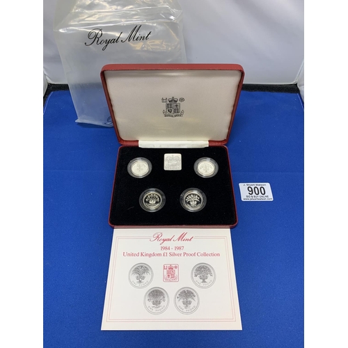 900 - Royal Mint Silver Proof 1984-87 £1 Coin Collection