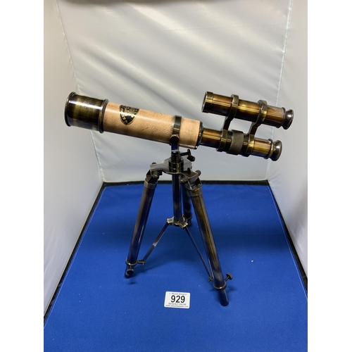 929 - Antique effect Telescope on Folding tripod,  height 32 cms