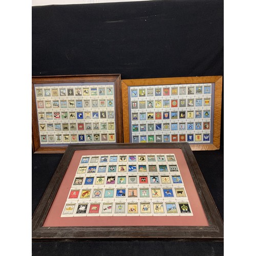 477 - 3 framed sets of 50 Whitbread metal Inn signs, all glued to Card backing