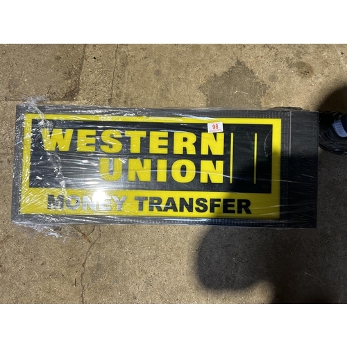 98 - A double sided illuminating WESTERN UNION money transfer sign