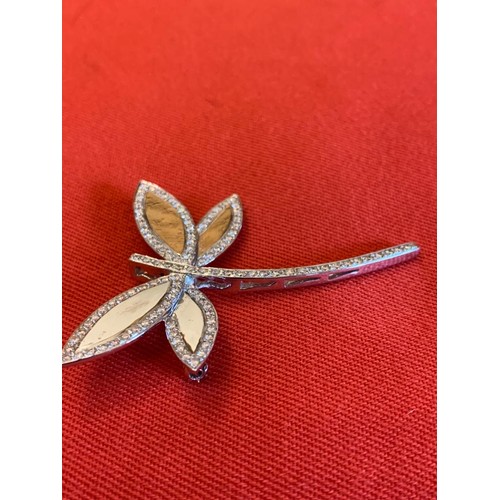 840 - A Modern 18ct White Gold and Diamond Dragonfly Brooch, marked 750 D1.45, weight 11 gms