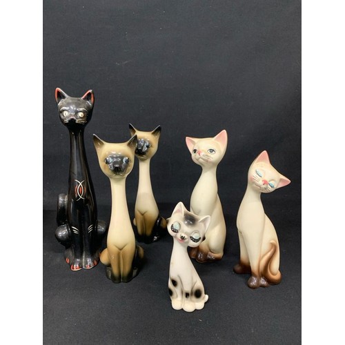 563 - 6 vintage style cat figures