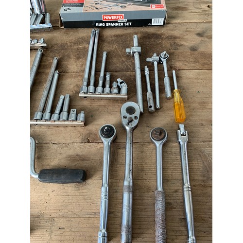 379A - Good selection of assorted sockets and wrenches including Draper. Brittool ETC