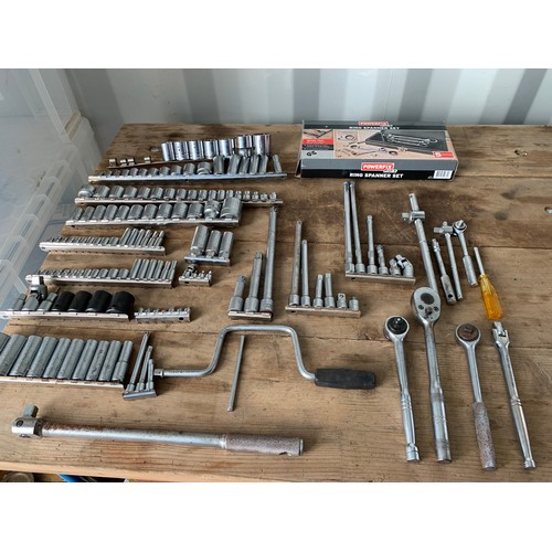 379A - Good selection of assorted sockets and wrenches including Draper. Brittool ETC