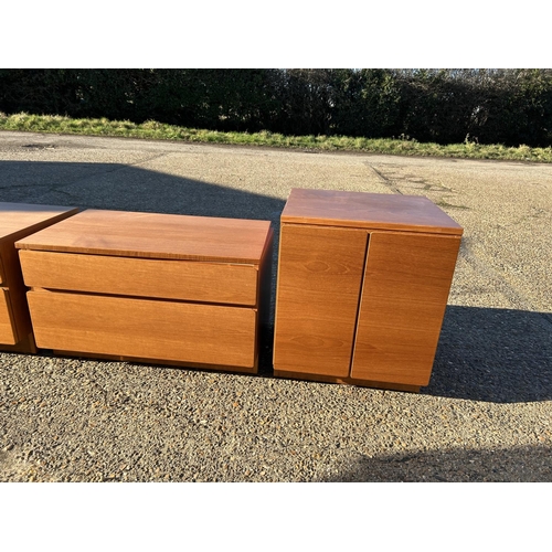 10 - A Collection of 5 Tapley teak units including three bedsides, a low chest and a record cupboard