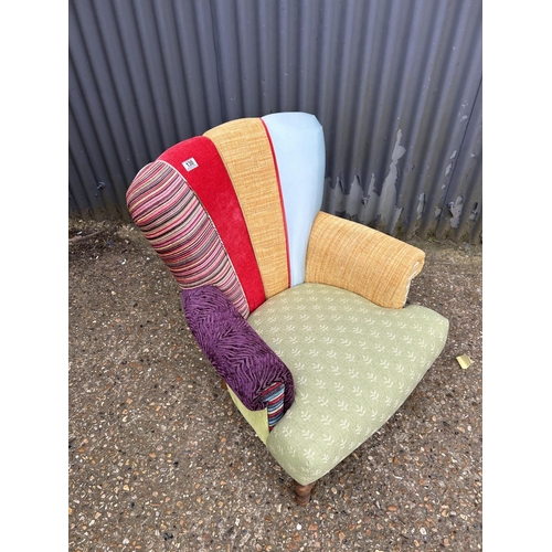 130 - A multicoloured upholstered bedroom chair