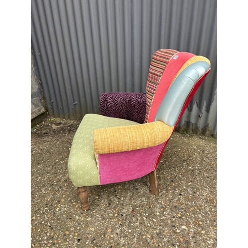 130 - A multicoloured upholstered bedroom chair