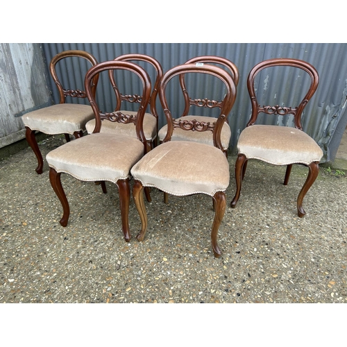 136 - A set of six Victorian mahogany balloon back chairs