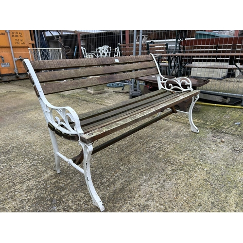 362 - A white iron framed garden bench