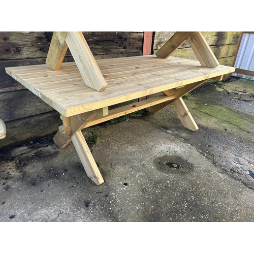 371 - A modern wooden garden dining table