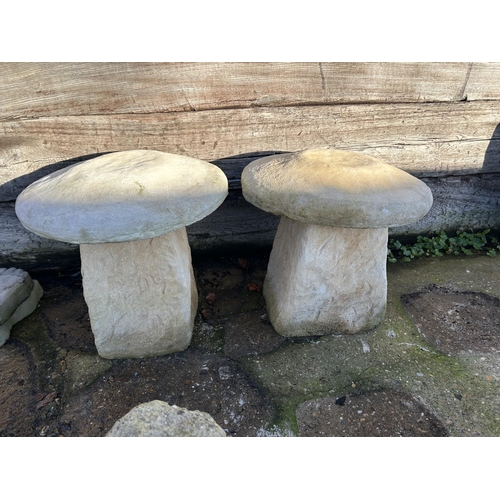 378 - A pair of concrete staddle stone ornament