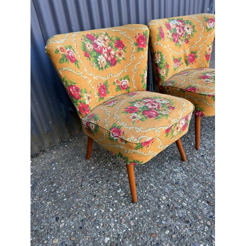 38 - A pair of yellow and pink bedroom chairs