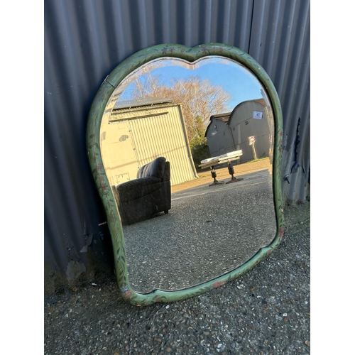 45 - A green painted framed mirror 79x90