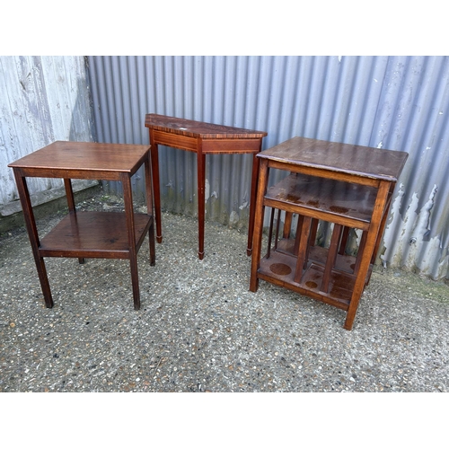 59 - A mahogany hall table together with two other mahogany occasional tables