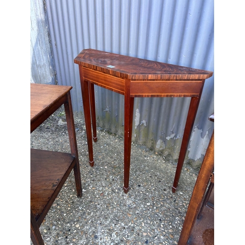 59 - A mahogany hall table together with two other mahogany occasional tables