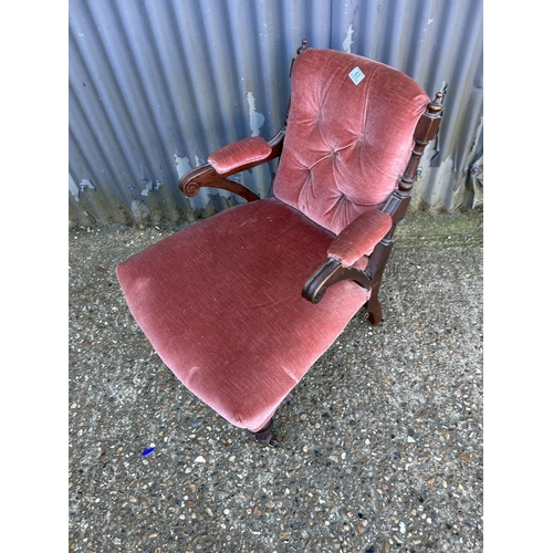 63 - An Edwardian pink upholstered nursing chair