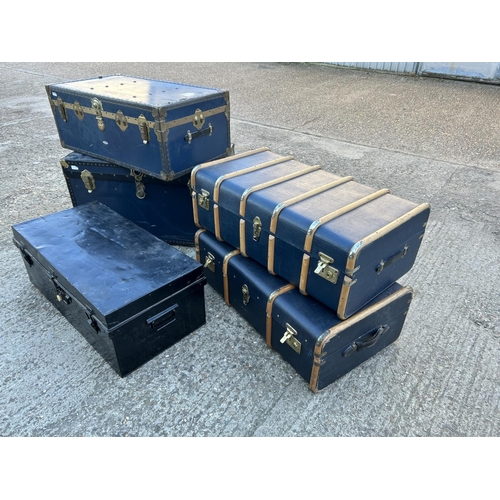 67 - Five vintage travelling trunks / cases