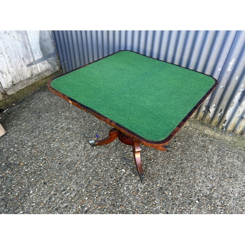 79 - A Victorian rosewood fold over card table