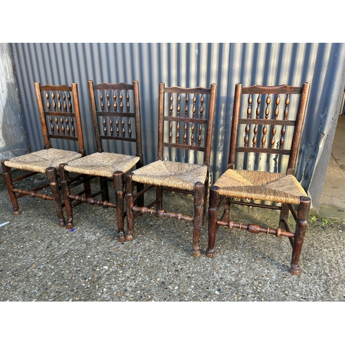 92 - A set of four 18th century rush seat dining chairs