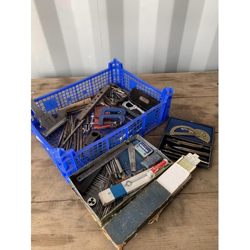 439 - Tray of engineering tools, files and micrometer