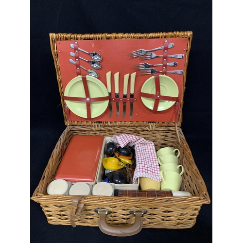 564 - Picnic basket and contents, 52 x 38cms