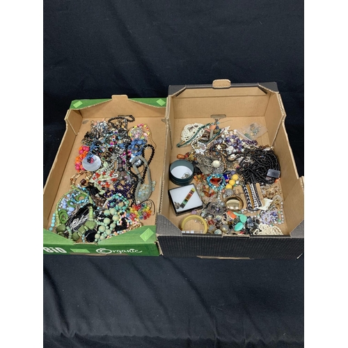 639 - 2 Large trays of costume jewellery