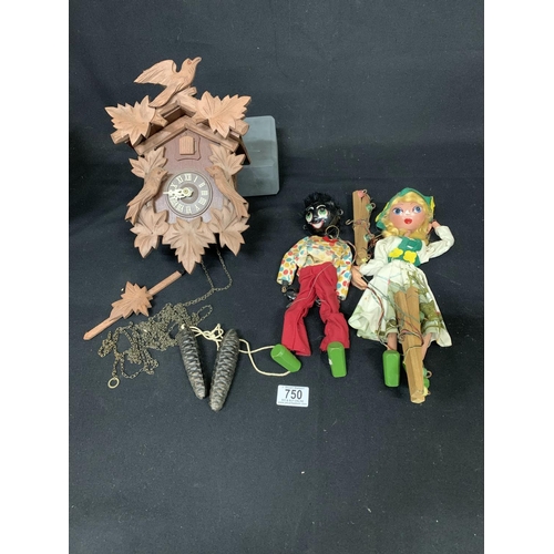 750 - Cuckoo Clock and two Pelham Puppets (2)