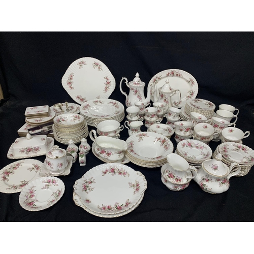 774 - Royal Albert Lavender Rose tea and coffee ware, dinnerware & accessories plus large Teapot in last p... 