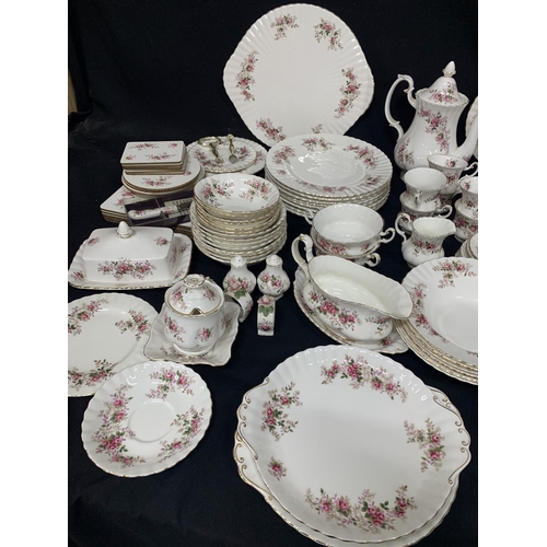 774 - Royal Albert Lavender Rose tea and coffee ware, dinnerware & accessories plus large Teapot in last p... 