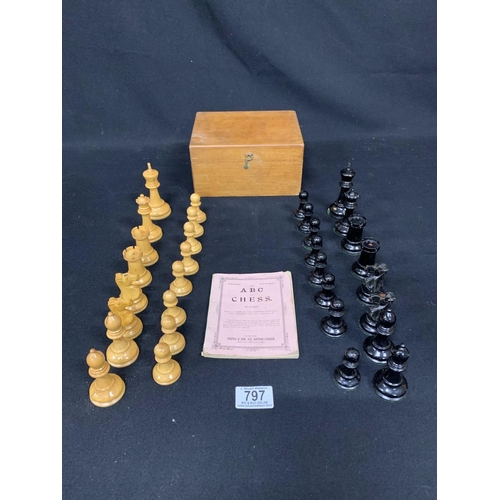 797 - Jacques Boxed boxwood Chess Set, The Staunton Chessmen, with original instructions