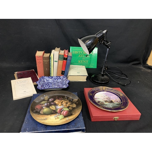 891 - Kent and other books, desk lamp, Coalport and Spode Plates, Doulton Dish