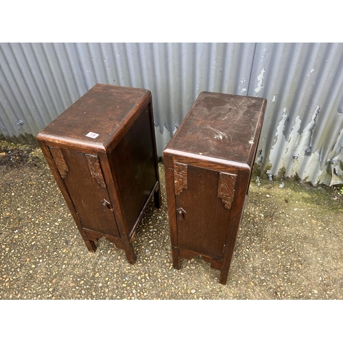 118 - A pair of deco style oak bedsides