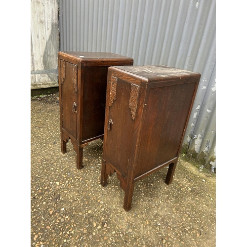 118 - A pair of deco style oak bedsides