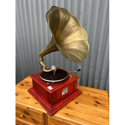 135 - A reproduction HMV wind up gramophone