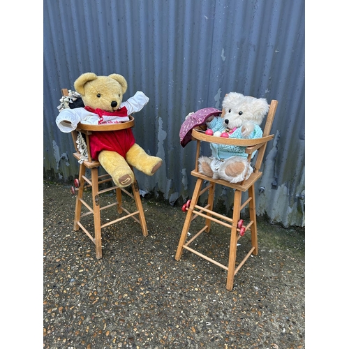 167 - Two vintage high chairs with bears