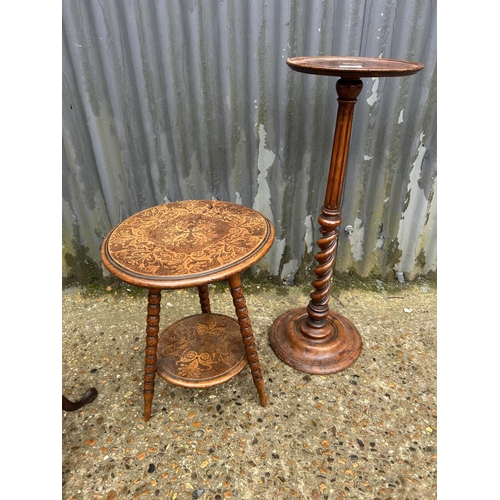 192 - Circular poker work tripod table, plant stand and wine table