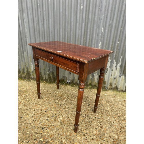 194 - Victorian mahogany single drawer writing table 80 x 42 x 74 cms