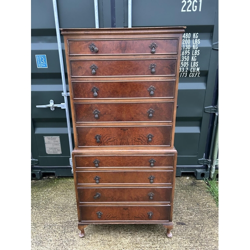 245 - A 20th century walnut veneer chest on chest 80x 48x 170