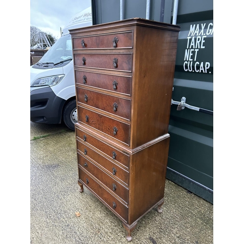 245 - A 20th century walnut veneer chest on chest 80x 48x 170