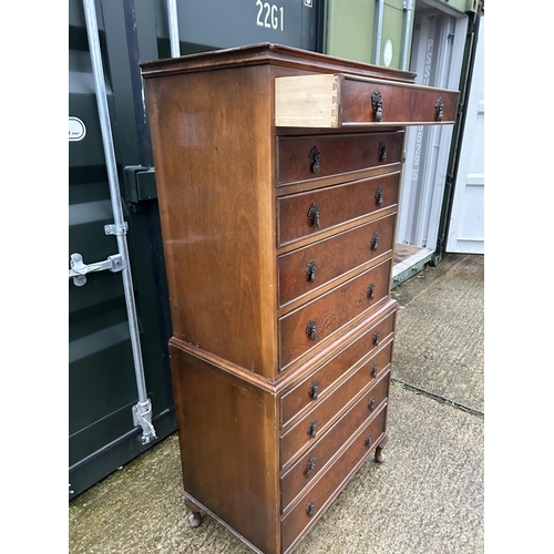 245 - A 20th century walnut veneer chest on chest 80x 48x 170