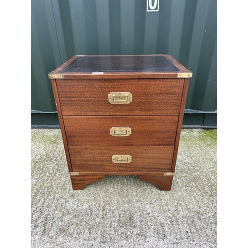 257 - A reproduction military style chest of three drawers