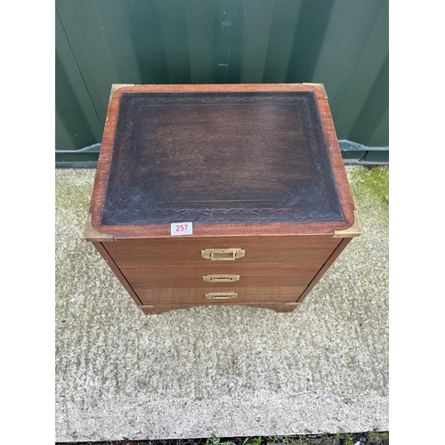 257 - A reproduction military style chest of three drawers