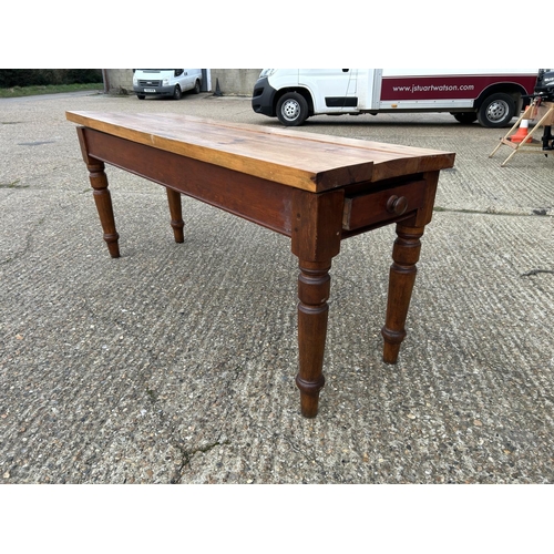 29 - A solid pine kitchen table with drawer 59x184 x80