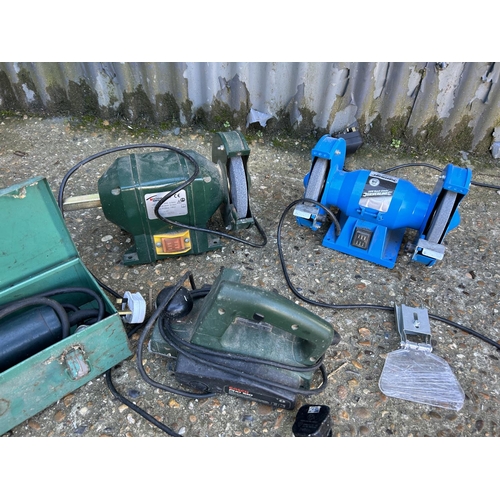 395 - A Biax tool, two bench grinders and a sander