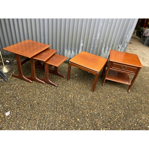 81 - A teak nest of three, small coffee table and a occasional table