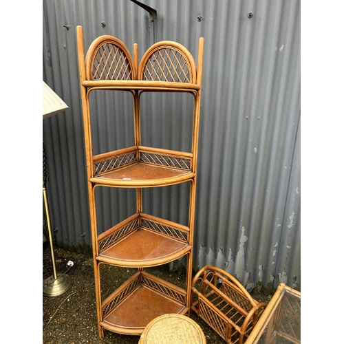 82 - Four pieces of bamboo furniture inc tall corner stand